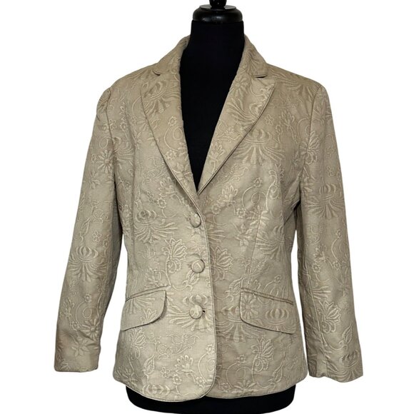 Women's Judith Hart Collection Tan Color Jacket Blazer 100% Cotton Size 10 - Picture 1 of 16